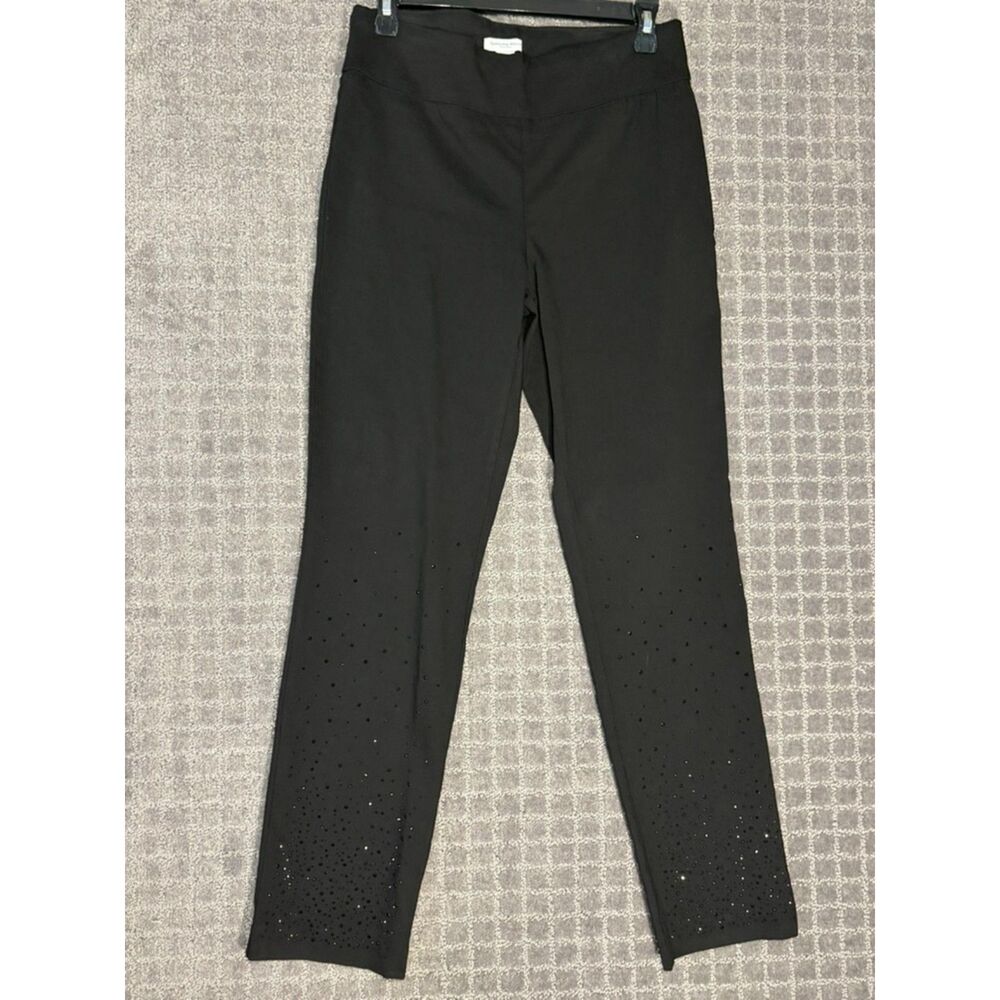 Carolina Belle Montreal Black SPARKLE cuff dressy slacks pants Women's 8